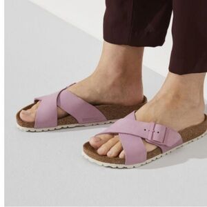 NWT Birkenstock Sienna Soft Footbed Cross Strap Orchid Nubuck Sandal size 6